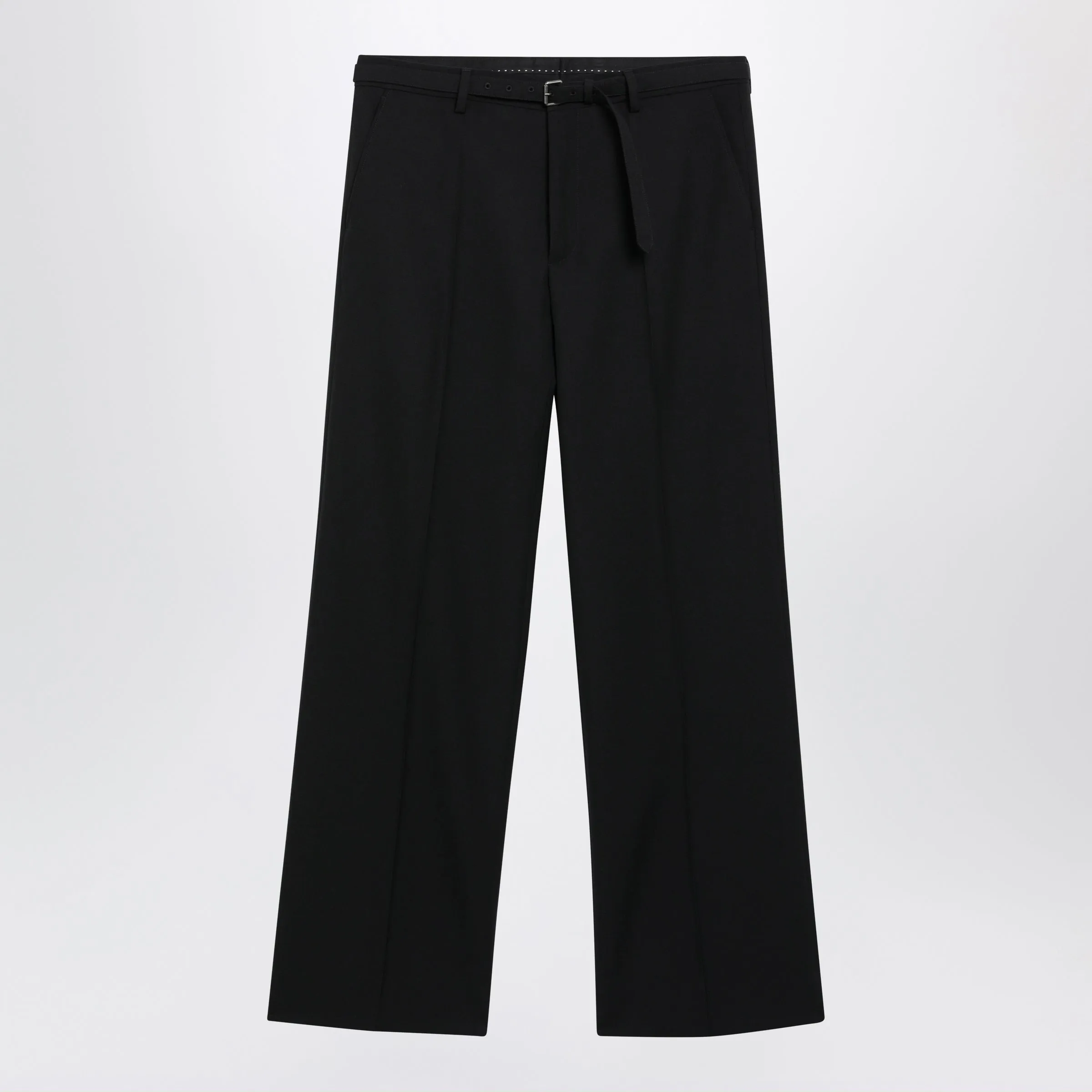 Black Wool Trousers With Belt sold by Wanan Luxury