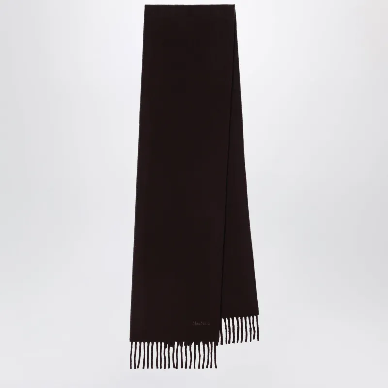 Brown Wool Scarf With Fringes made by MaxMara