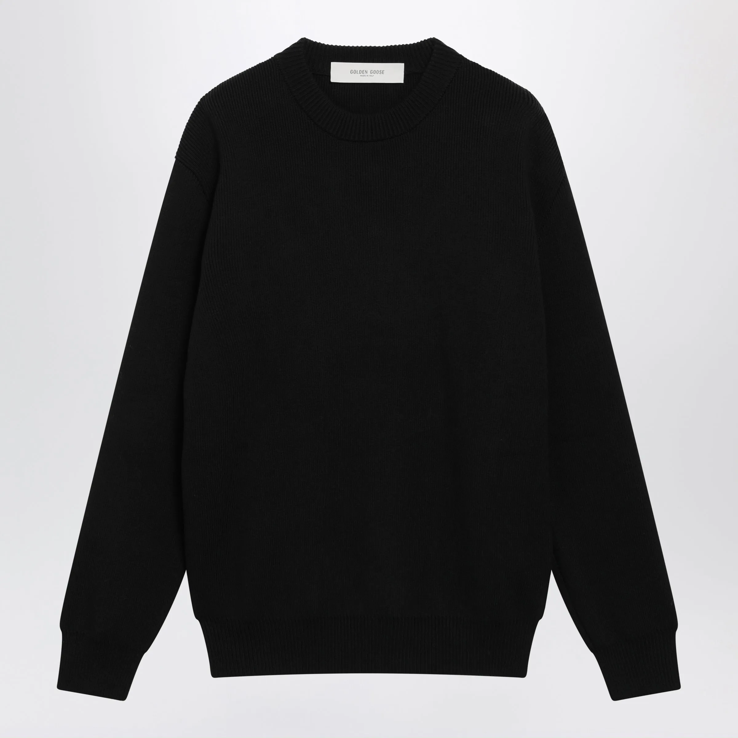 Golden Black Cotton Crewneck Sweater sold by Wanan Luxury