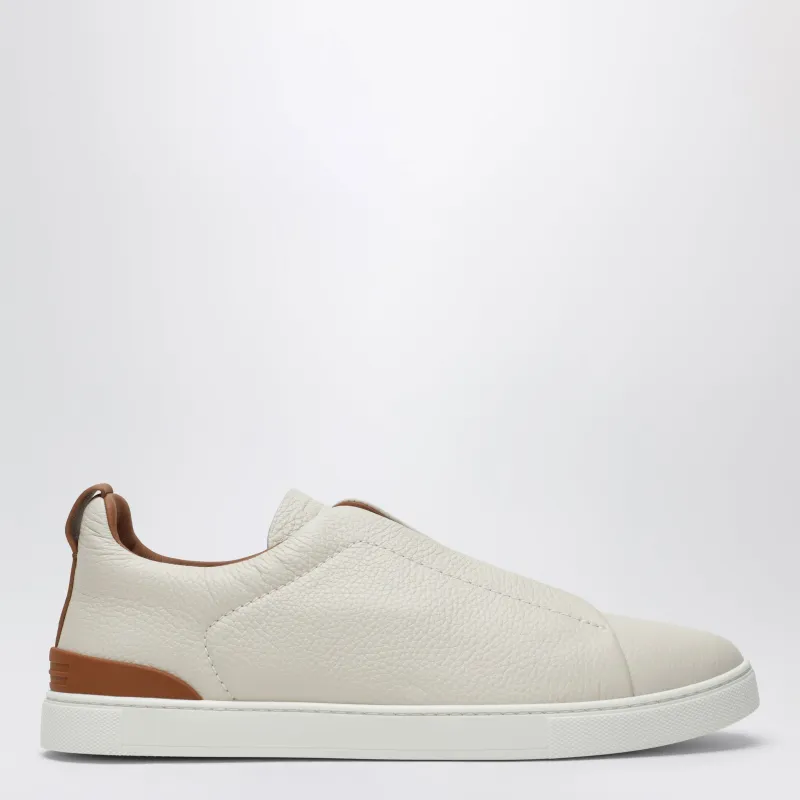 Triple Stitch White Leather Sneakers made by Ermenegildo Zegna