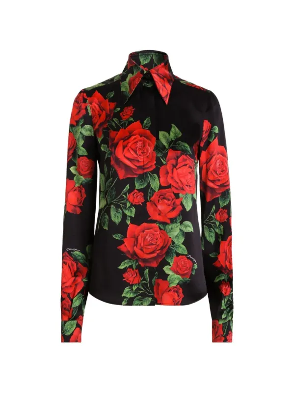 Rose Print Silk Shirt made by Dolce & Gabanna