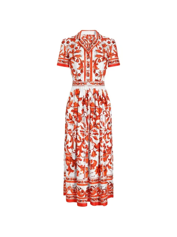 Maiolica Print Silk Maxi Dress made by Dolce & Gabanna