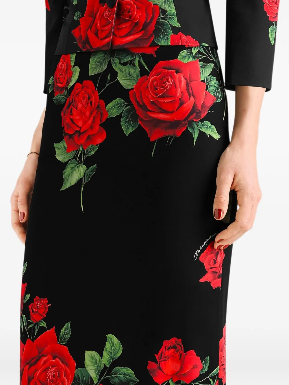 Roses Print Silk Skirt sold by Wanan Luxury product image thumbnail 4