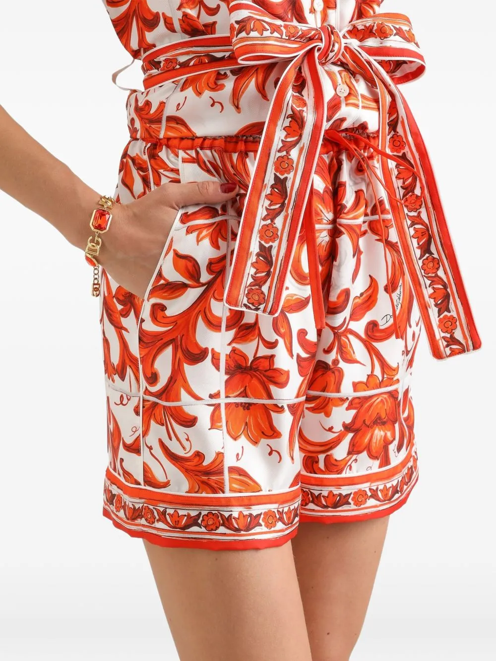 Maiolica Print Silk Shorts sold by Wanan Luxury product image thumbnail 3