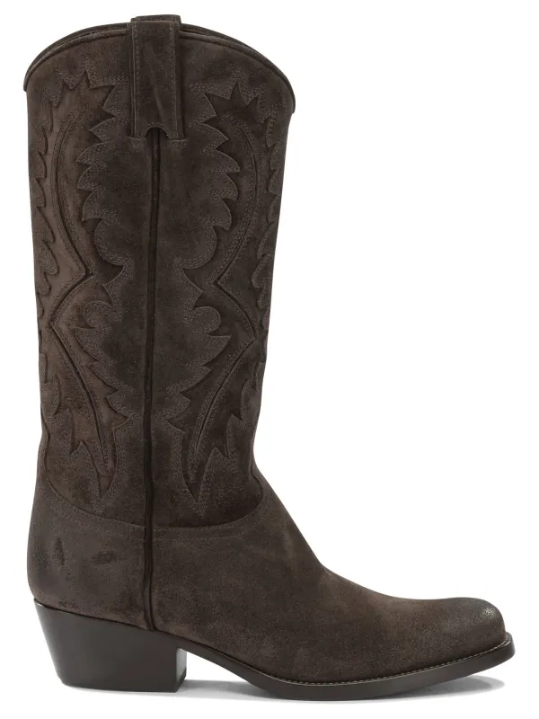 Leather Cowboy Boots Brown made by Sartore