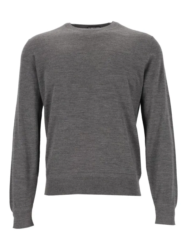 Crew Neck Sweater Knitwear Grey made by Tom Ford