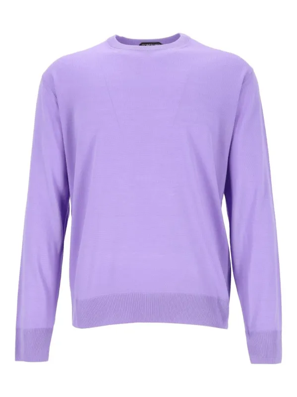 Ultrafine Merino Wool Ls Oversized Crewneck Knitwear Violet made by Tom Ford