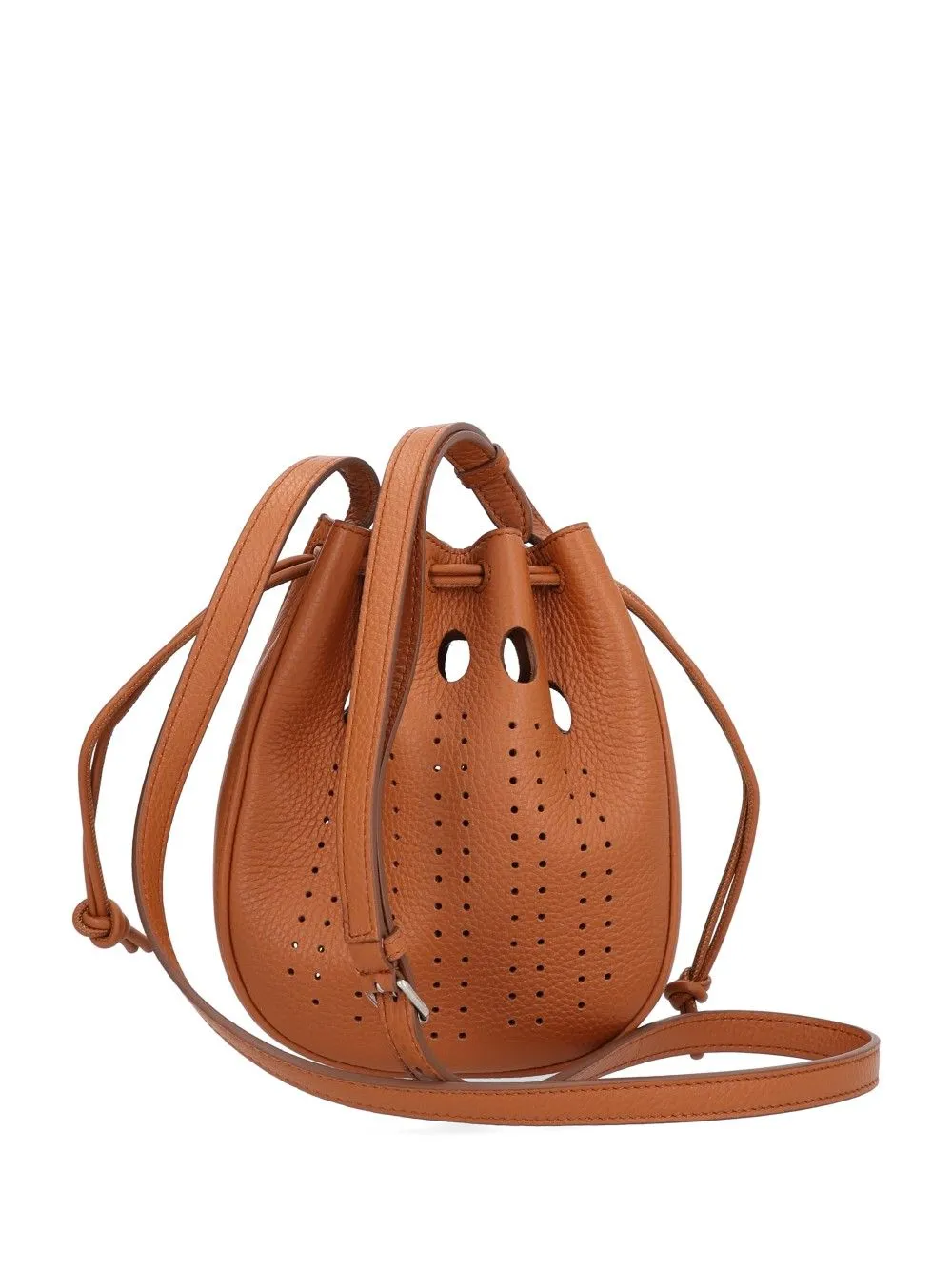 Mini Drawstring | Vlogo Signature | Holed Soft Deer Calf/A.Silver/Heated Lea Handbags Brown sold by Wanan Luxury product image thumbnail 2