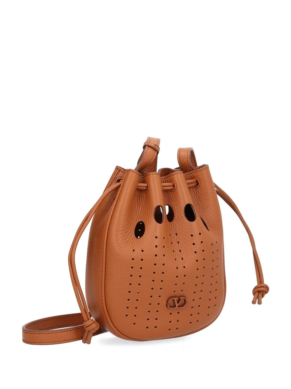 Mini Drawstring | Vlogo Signature | Holed Soft Deer Calf/A.Silver/Heated Lea Handbags Brown sold by Wanan Luxury product image thumbnail 3
