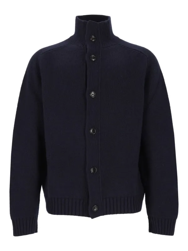 Coarsehair Cashmere Full Button Cardigan Knitwear Blue made by Tom Ford