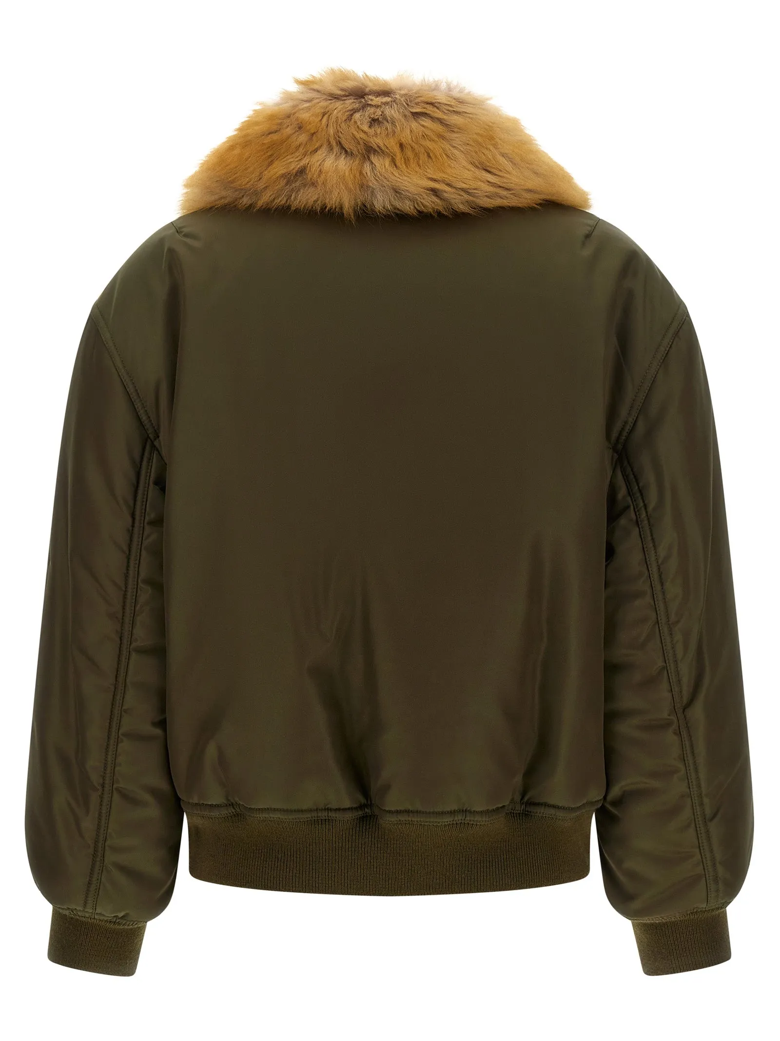 Removable Shearling Neck Bomber Jacket Green sold by Wanan Luxury product image thumbnail 3