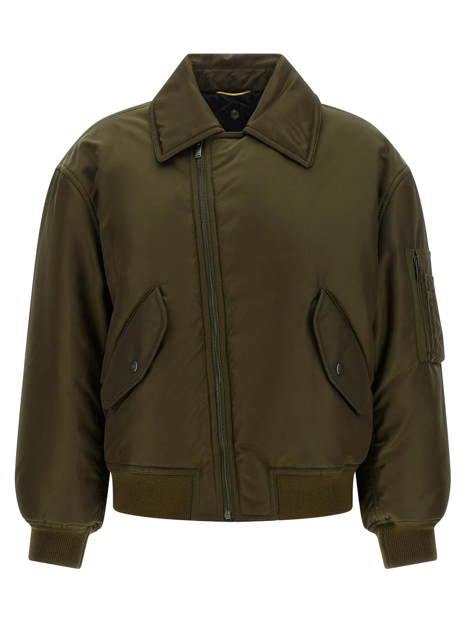 Removable Shearling Neck Bomber Jacket Green sold by Wanan Luxury product image thumbnail 2