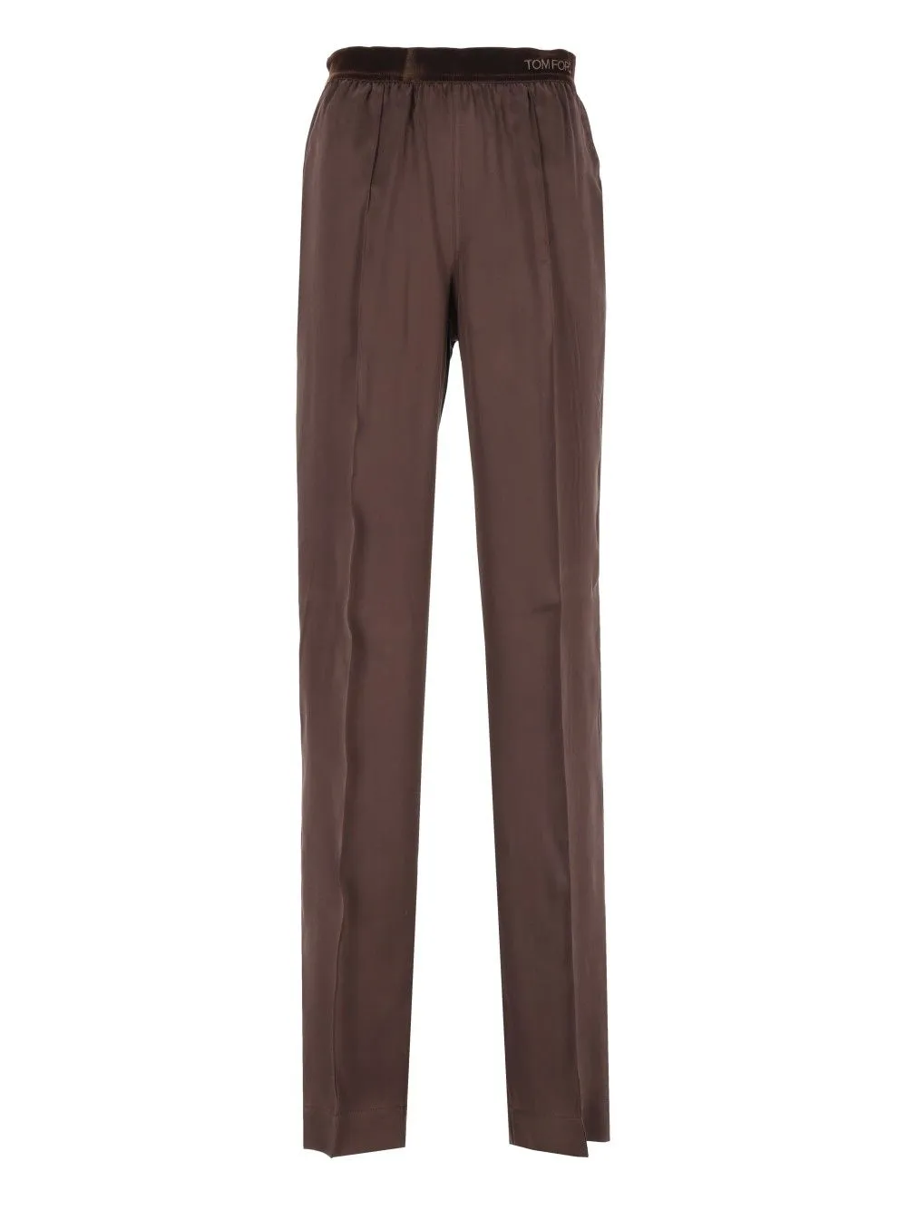 Peach-Feel Silk Satin Pj Pants Trousers Brown sold by Wanan Luxury