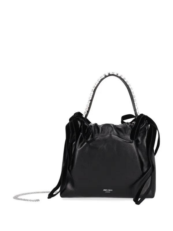 Drawstring Mini Th Handbag Black made by Jimmy Choo
