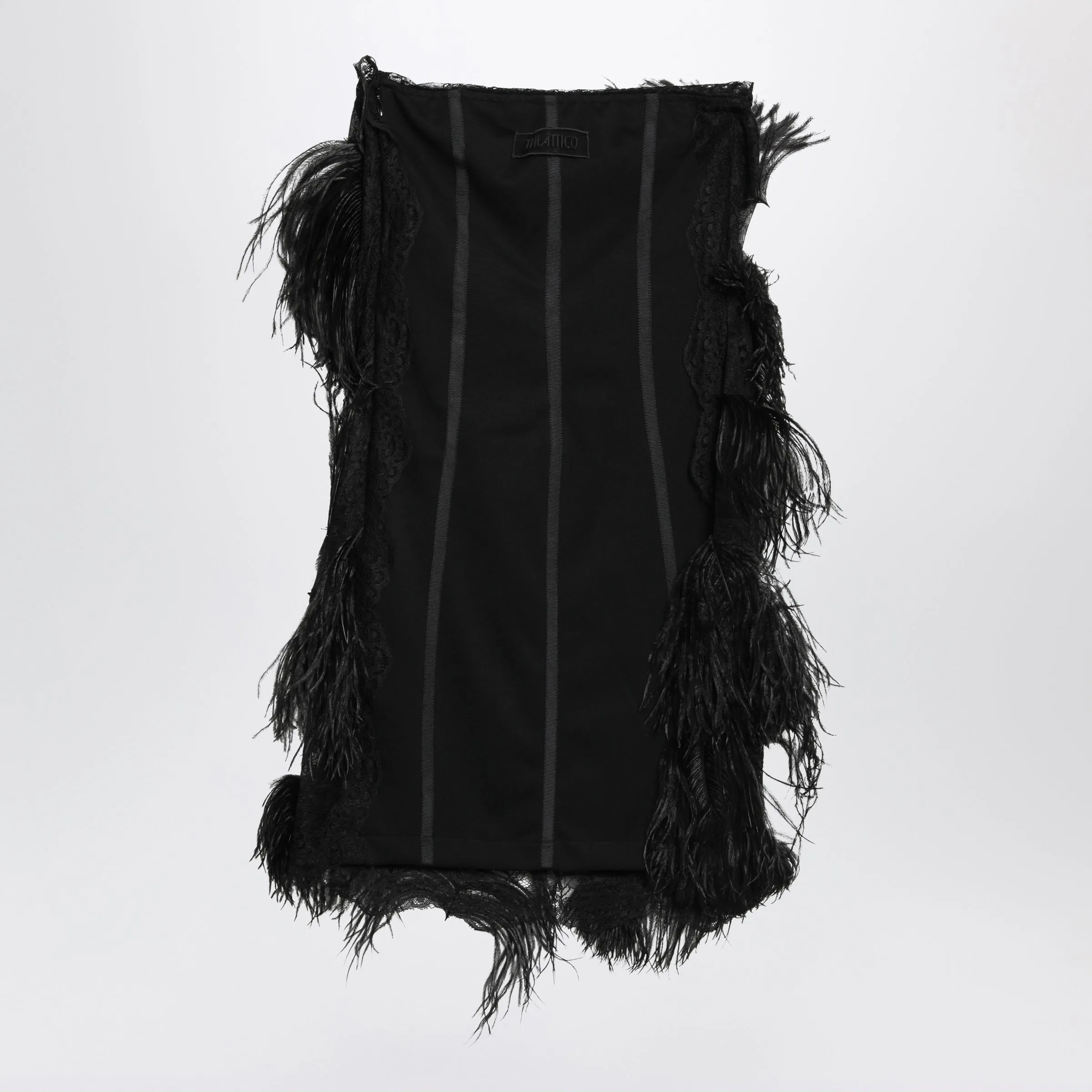 Black Feather-Trim Mini Dress sold by Wanan Luxury product image thumbnail 2