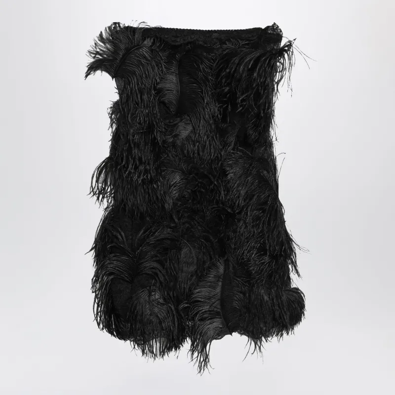 Black Feather-Trim Mini Dress made by The Attico