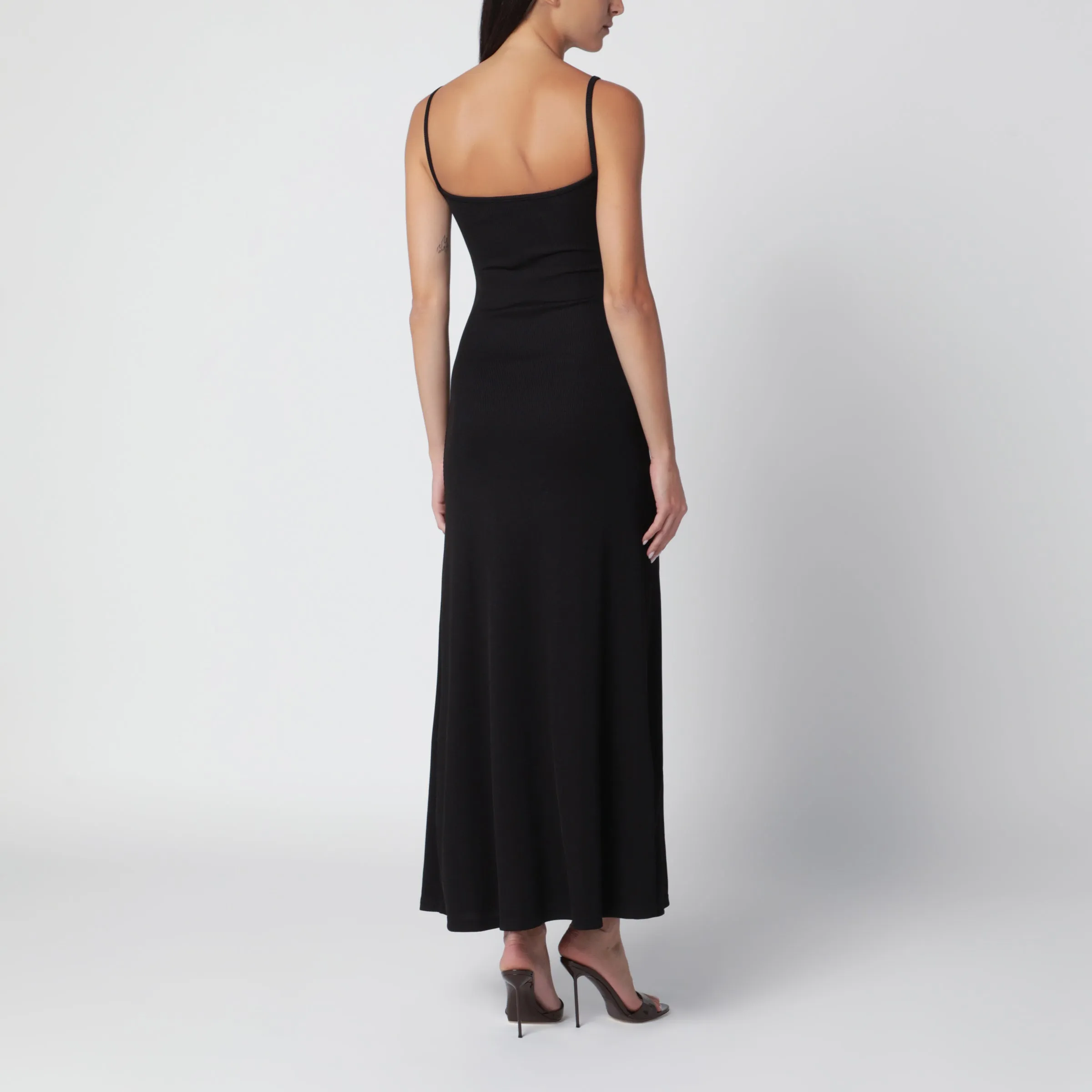 Black Ribbed Stretch Jersey Dress sold by Wanan Luxury product image thumbnail 3