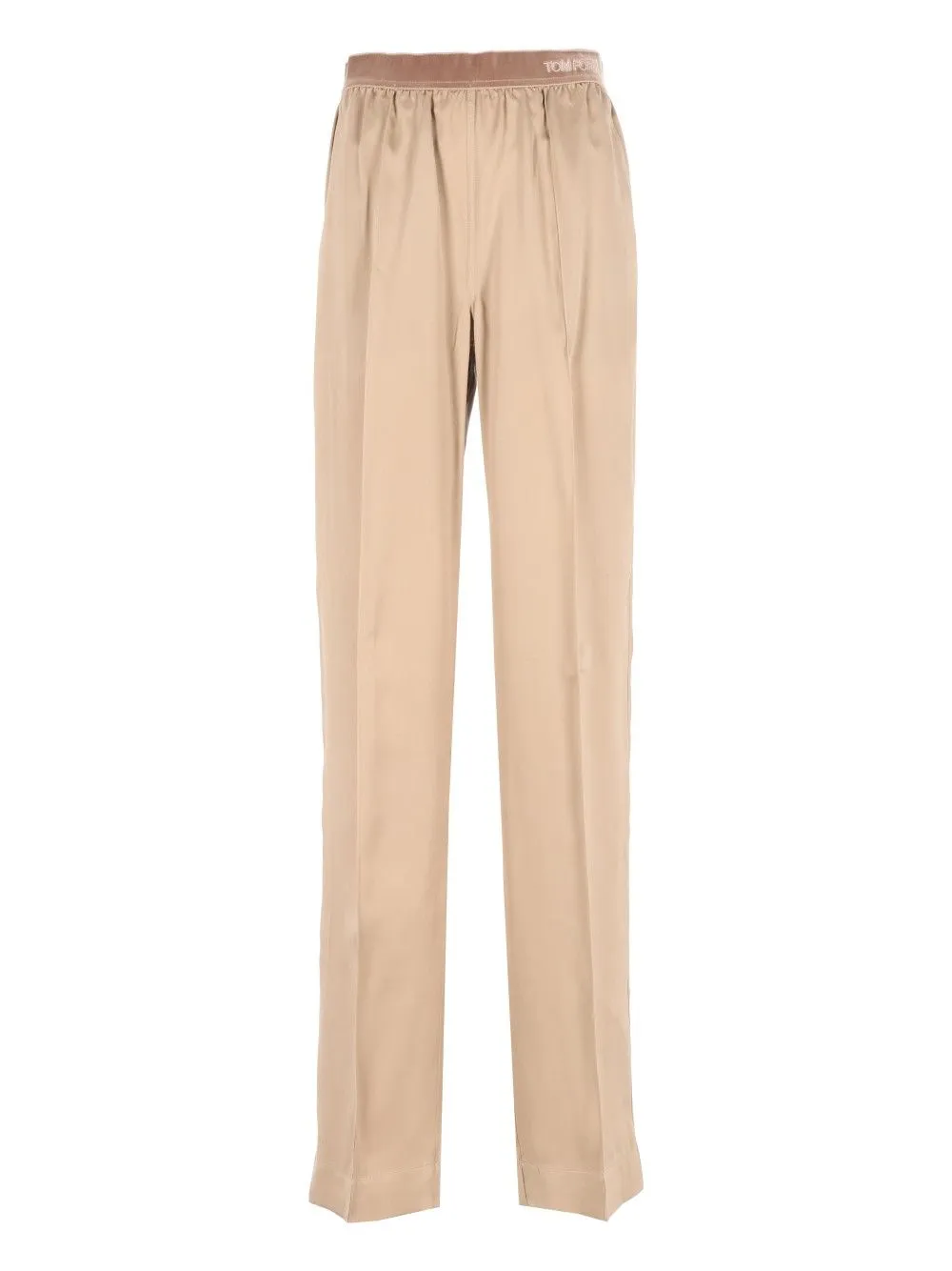 Peach-Feel Silk Satin Pj Pants Trousers Beige sold by Wanan Luxury