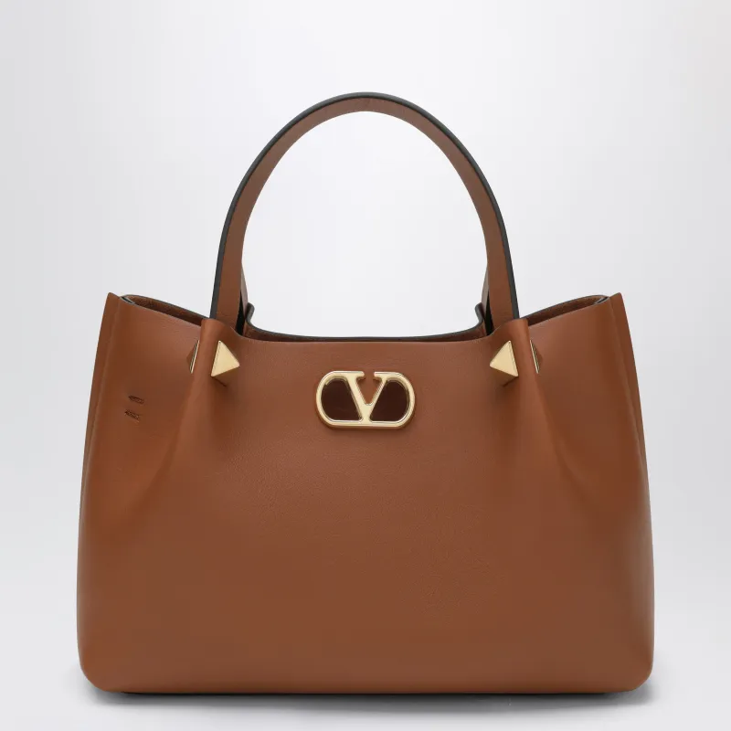 Small V Logo Signature Shopping Bag In Light Brown made by Valentino Garavani