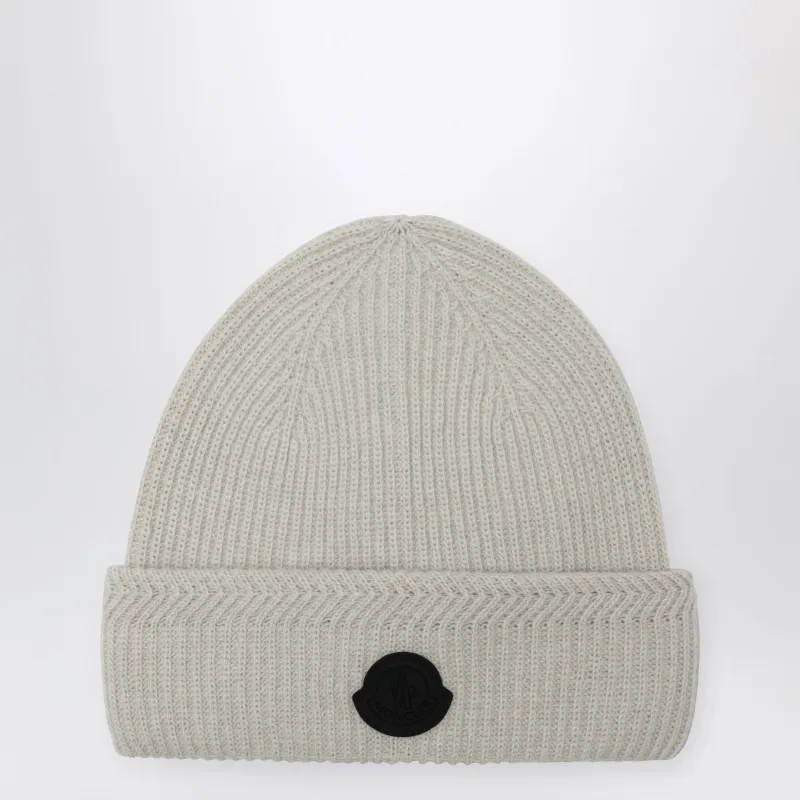 White Beanie In Wool And Cashmere made by Moncler