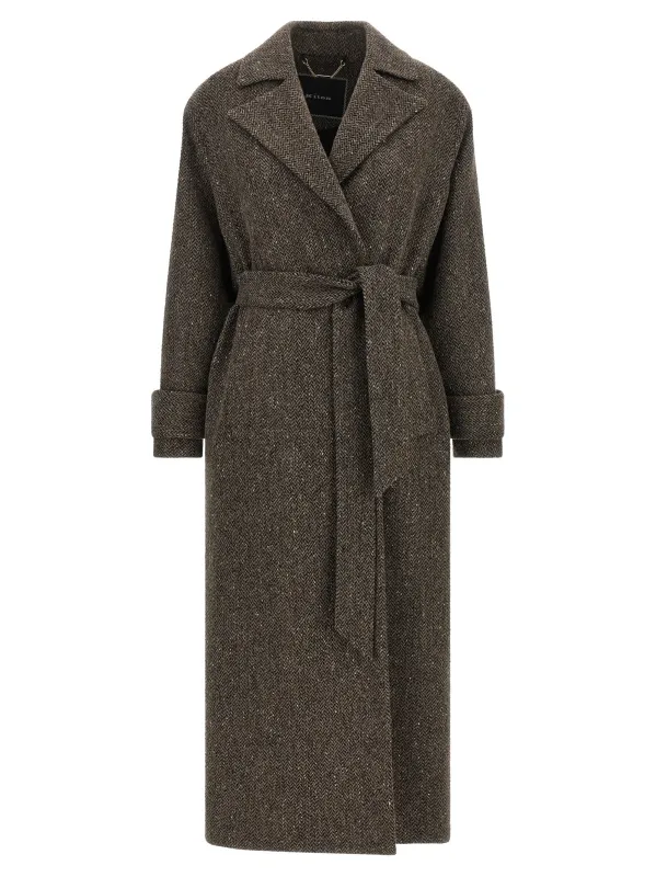 Chevron Wool Coat Brown made by Kiton