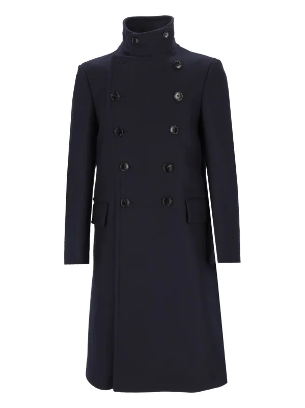 Compact Japanese Twill Felt Db Military Coat Blue made by Tom Ford