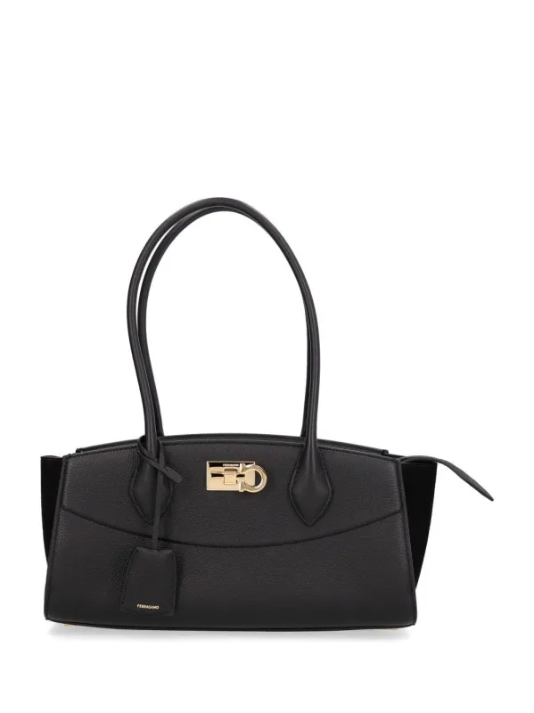 The New Studio Soft Ew Shoulder Bags Black made by Salvatore Ferragamo
