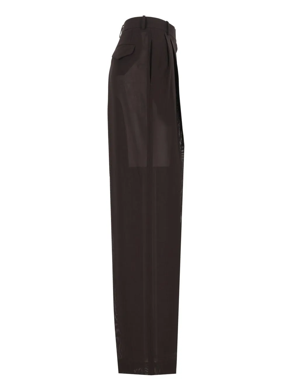Light Virgin Wool Tailored Wide Leg Pleated Straight Pants Trousers Brown sold by Wanan Luxury product image thumbnail 3