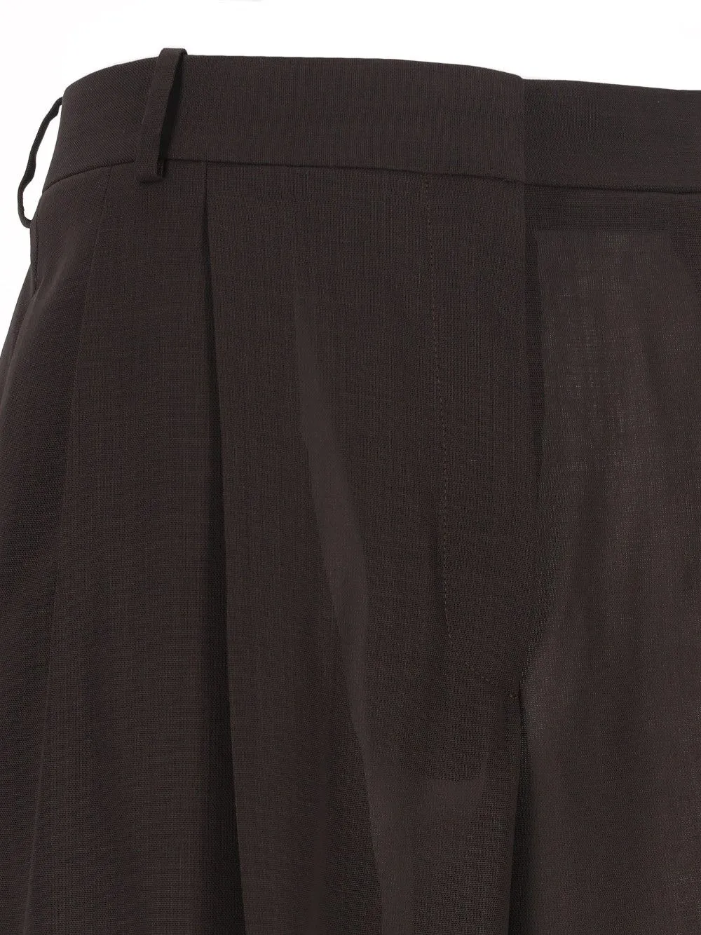 Light Virgin Wool Tailored Wide Leg Pleated Straight Pants Trousers Brown sold by Wanan Luxury product image thumbnail 4