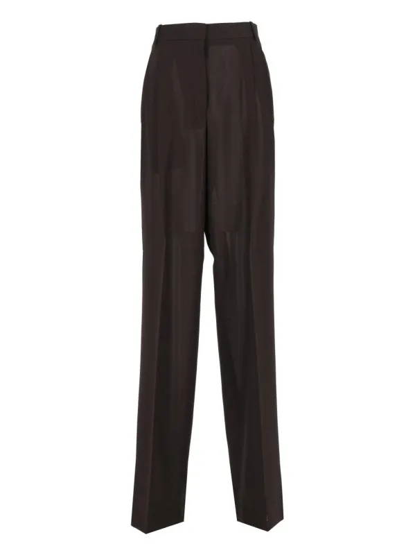 Light Virgin Wool Tailored Wide Leg Pleated Straight Pants Trousers Brown made by Tom Ford