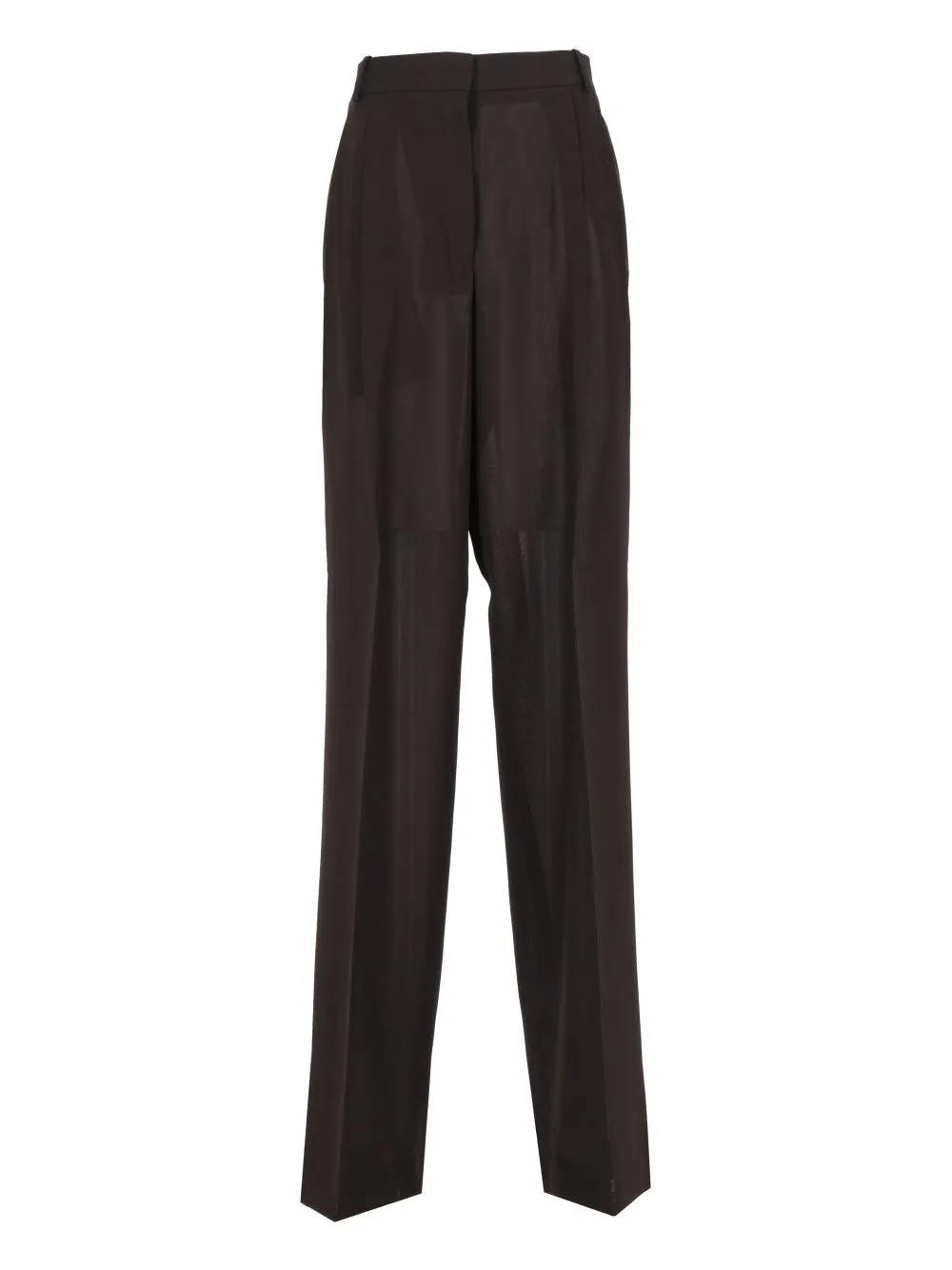 Light Virgin Wool Tailored Wide Leg Pleated Straight Pants Trousers Brown sold by Wanan Luxury