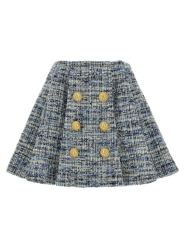 Tweed Skirt Blue made by Balmain