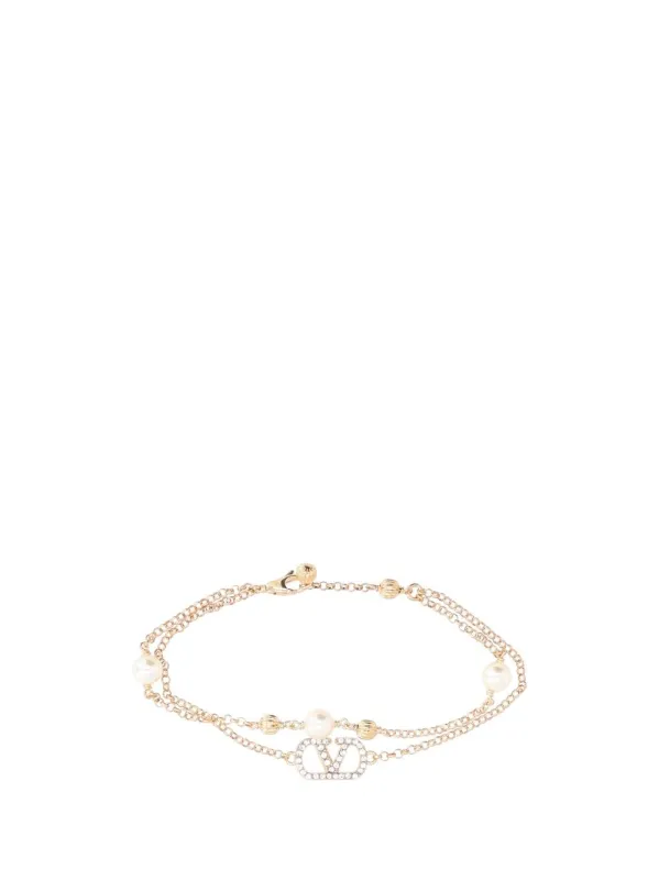 Vlogo Signature Pearl Bracelet Metallo/Perla/Strass Jewelry Gold made by Valentino Garavani