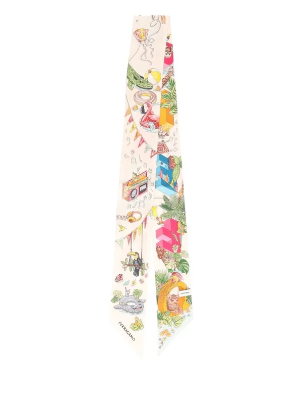 Bandeau/Mini Bandeau Jungle Party Print Scarves And Foulards Multicolor made by Salvatore Ferragamo