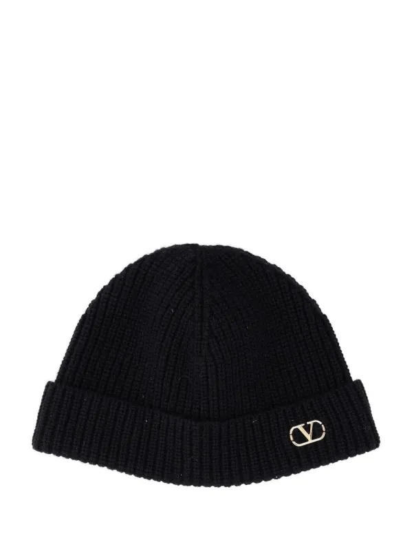 Beanie | Knitted | Cachemire / Vlogo Metal Hats Black made by Valentino Garavani
