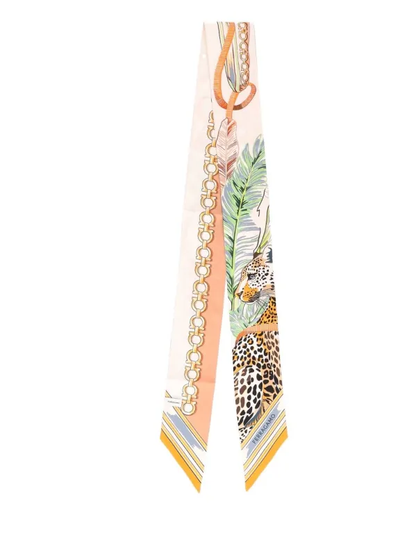 Bandeau/Mini Bandeau Felindra Print Scarves And Foulards Orange made by Salvatore Ferragamo