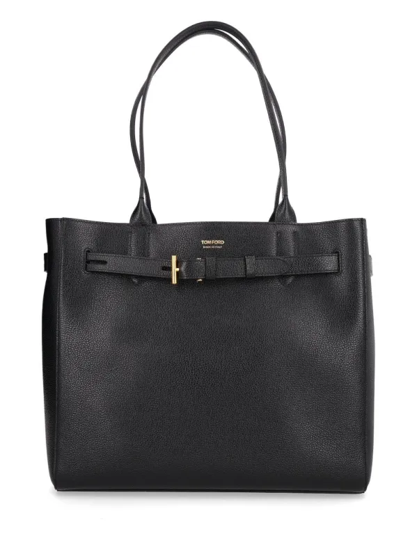 Grain Leather Medium Tote Shoulder Bags Black made by Tom Ford