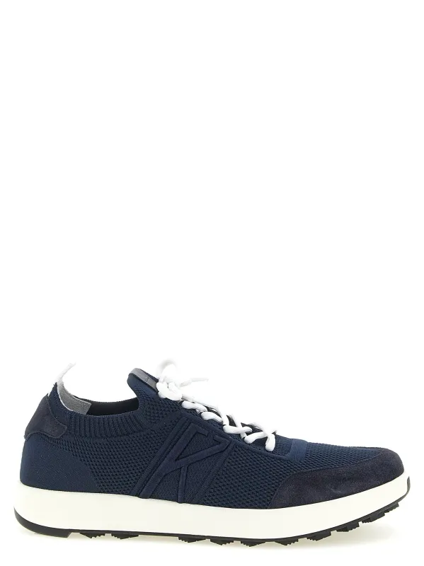 Technical Cotton Sneakers Blue made by Kiton