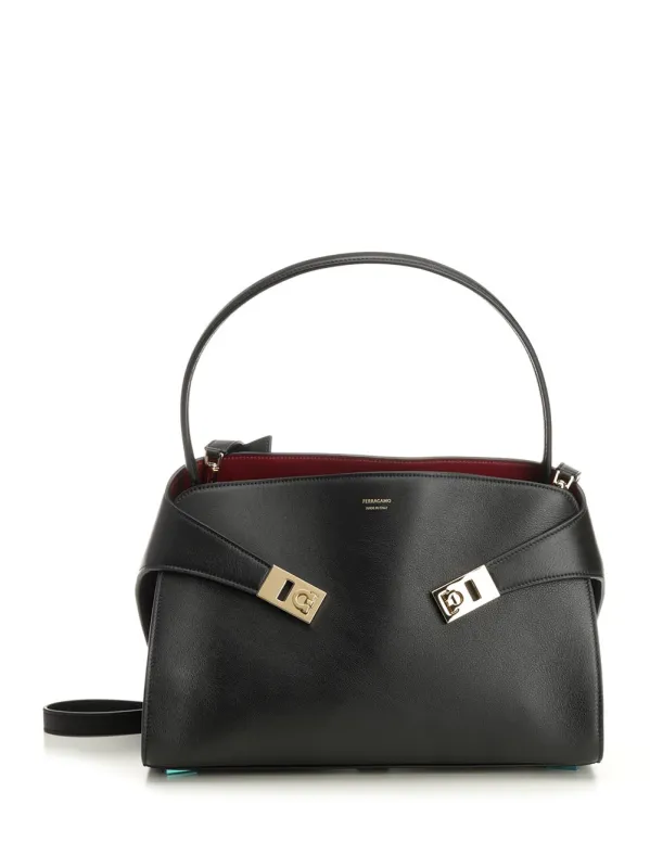 Hug Soft Shoulder Bags Black made by Salvatore Ferragamo