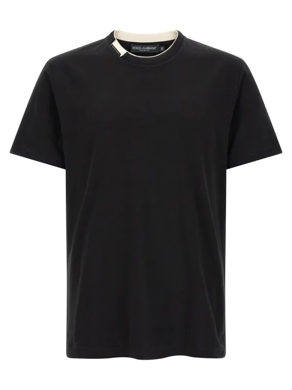 Double-Layer Collar T-Shirt Black made by Dolce & Gabanna