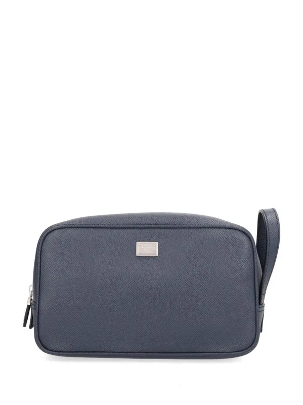 D&G Plaque Alpine Leather Beautycase Small Leather Goods Blue made by Dolce & Gabanna