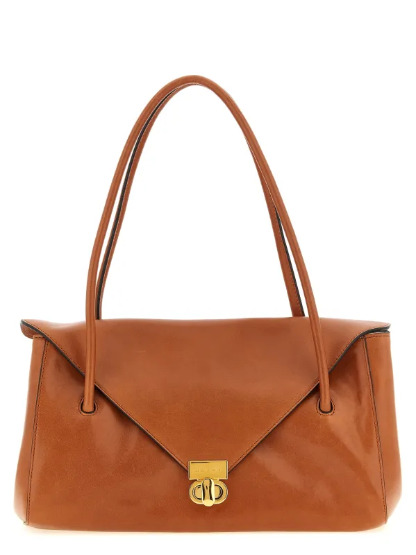Leather E/W Shoulder Bag Brown made by Marni