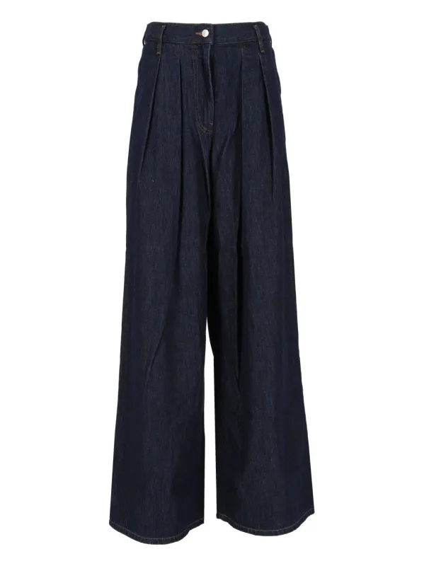Pamplona Denim Pants Wide Leg Trousers Blue made by Dries Van Noten