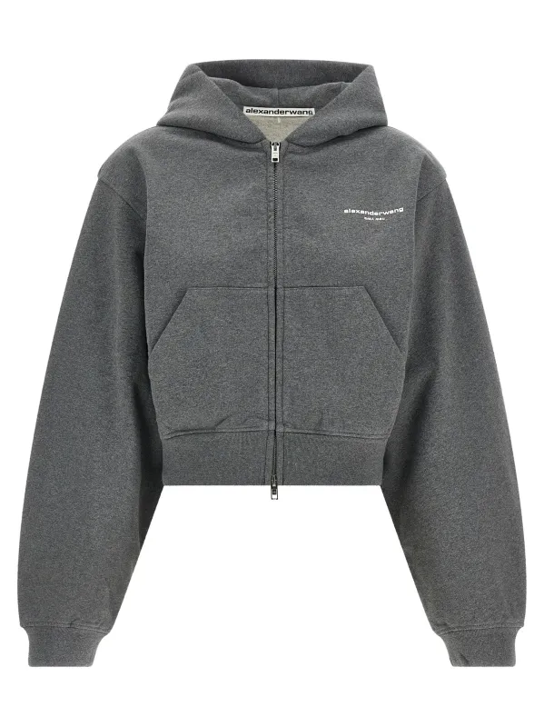 Zip-Up Hoodie Sweatshirt Gray made by Alexander Wang