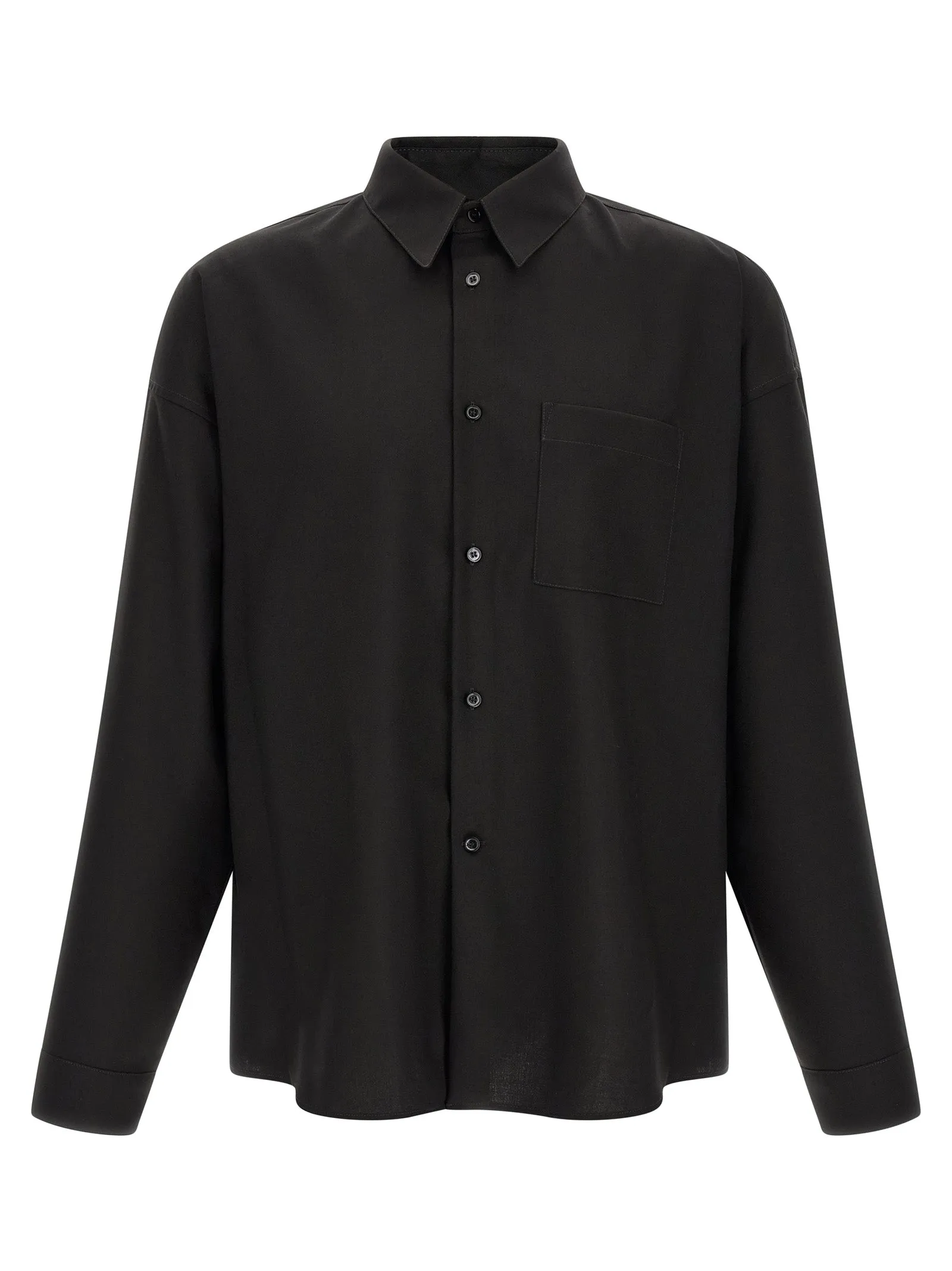 Wool Shirt With Pocket Shirt And Blouse Black sold by Wanan Luxury