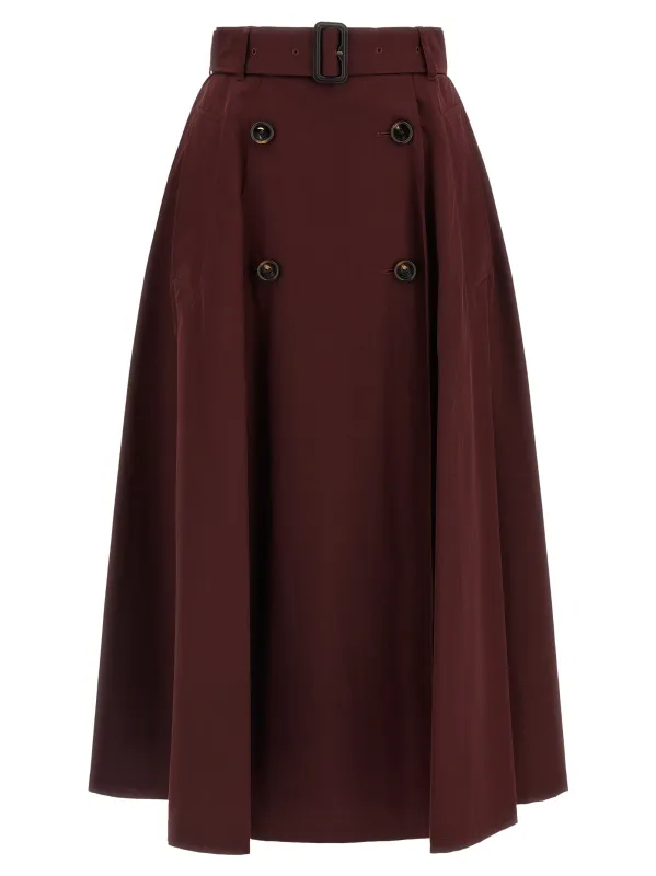 Gabardine Trench Coat Skirt Bordeaux made by Burberry