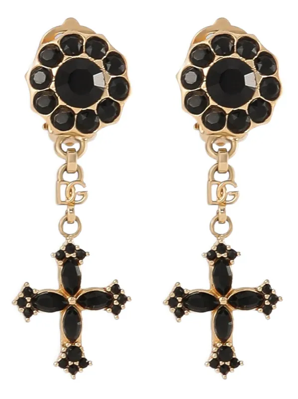 Cross Pendant Earrings Jewelry Black made by Dolce & Gabanna