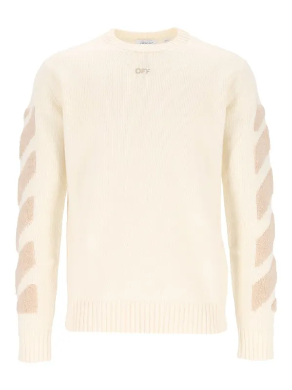 Diag Fuzzy Knit Crewneck Knitwear White made by Off-White