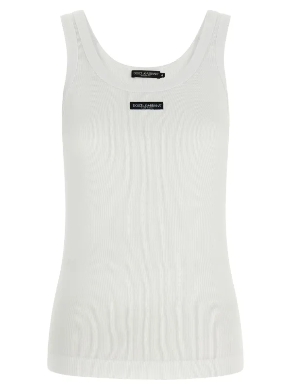 Logo Patch Tank Top White made by Dolce & Gabanna