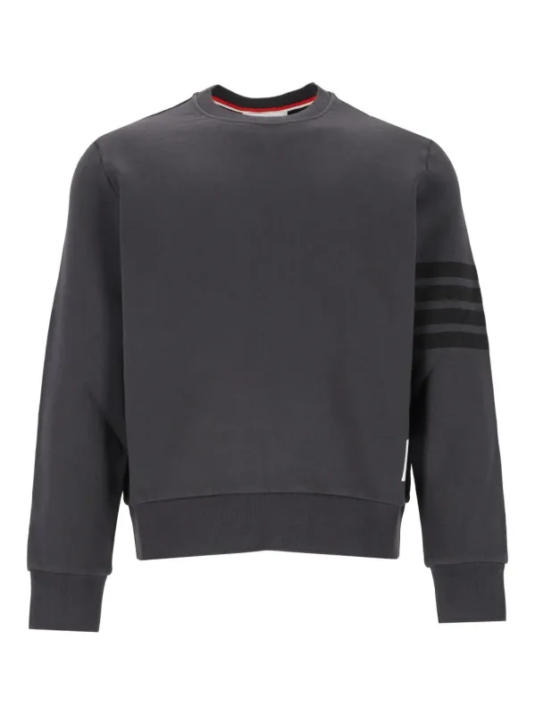 Long Sleeve Crewneck Pullover W/ Tonal Printed 4 Bar In Garment Dyed Loopback Knitwear Grey made by Thom Browne